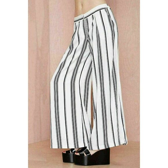 Cameo Womens White Striped Real Talk Wide-Leg Pant - Picture 3 of 12